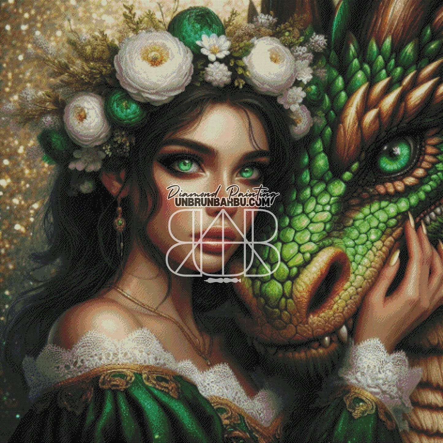 L'Alliance du Dragon et de la Dame (120cm x 120cm) - UnBrunBarbu