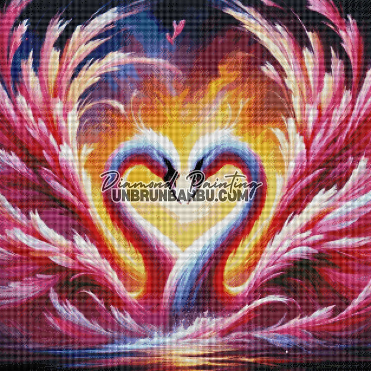 L'Amour Éternel des Cygnes Enchantés (80cm x 80cm) - UnBrunBarbu