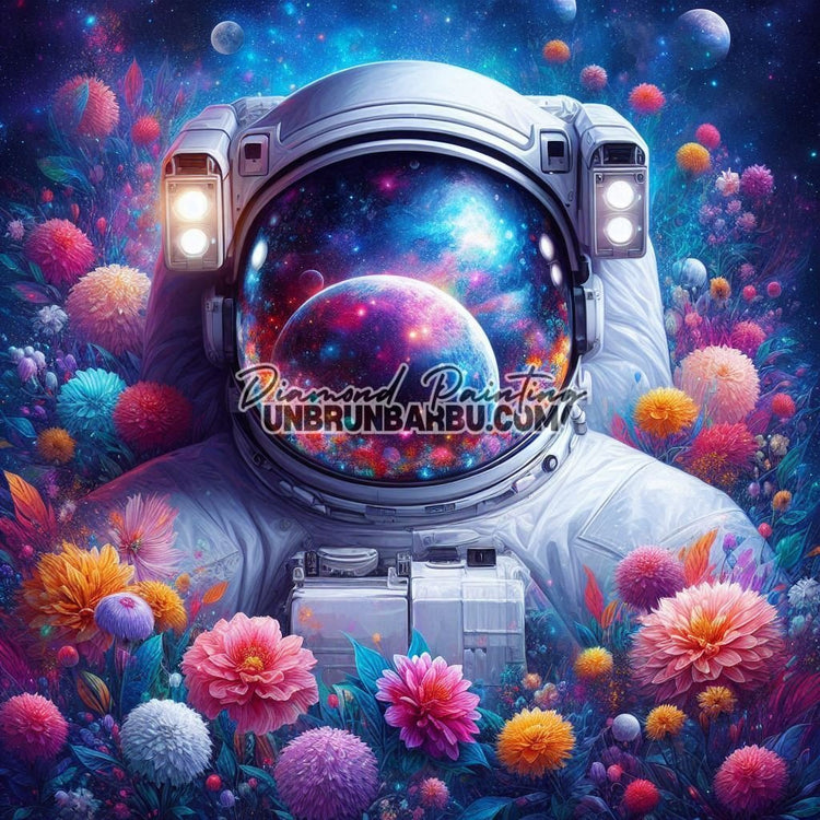 L’astronaute de l’Odyssée Fleurie (80cm x 80cm) - UnBrunBarbu