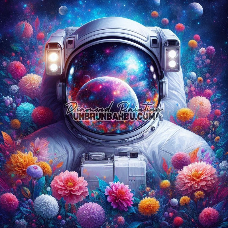 L’astronaute de l’Odyssée Fleurie (80cm x 80cm) - UnBrunBarbu