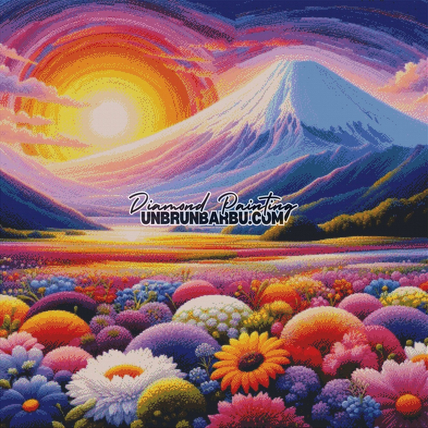 L'Aube Éternelle sur la Vallée des Fleurs (100cm x 100cm) - UnBrunBarbu