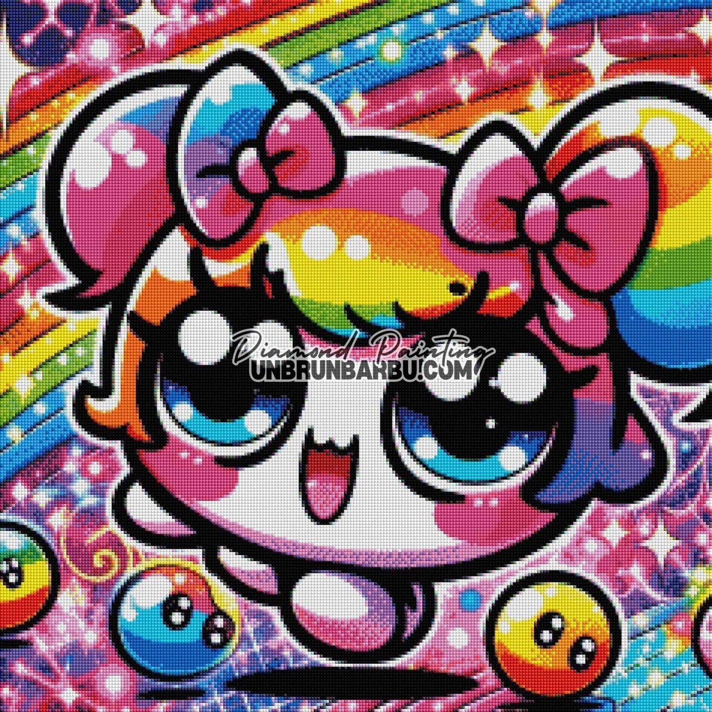 L'aventure arc - en - ciel de Poppy (60cm x 60cm) - UnBrunBarbu