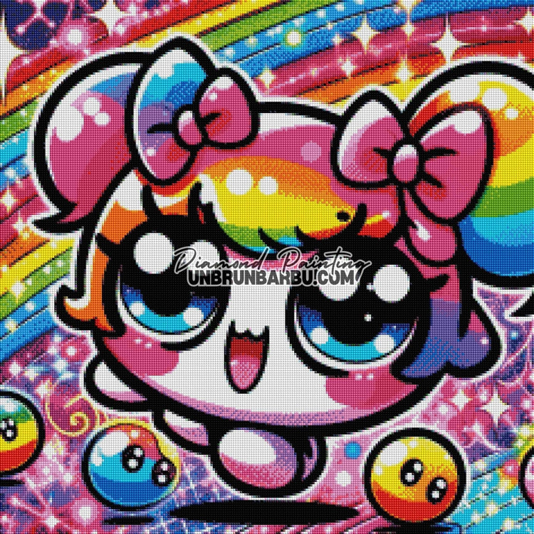L'aventure arc - en - ciel de Poppy (60cm x 60cm) - UnBrunBarbu