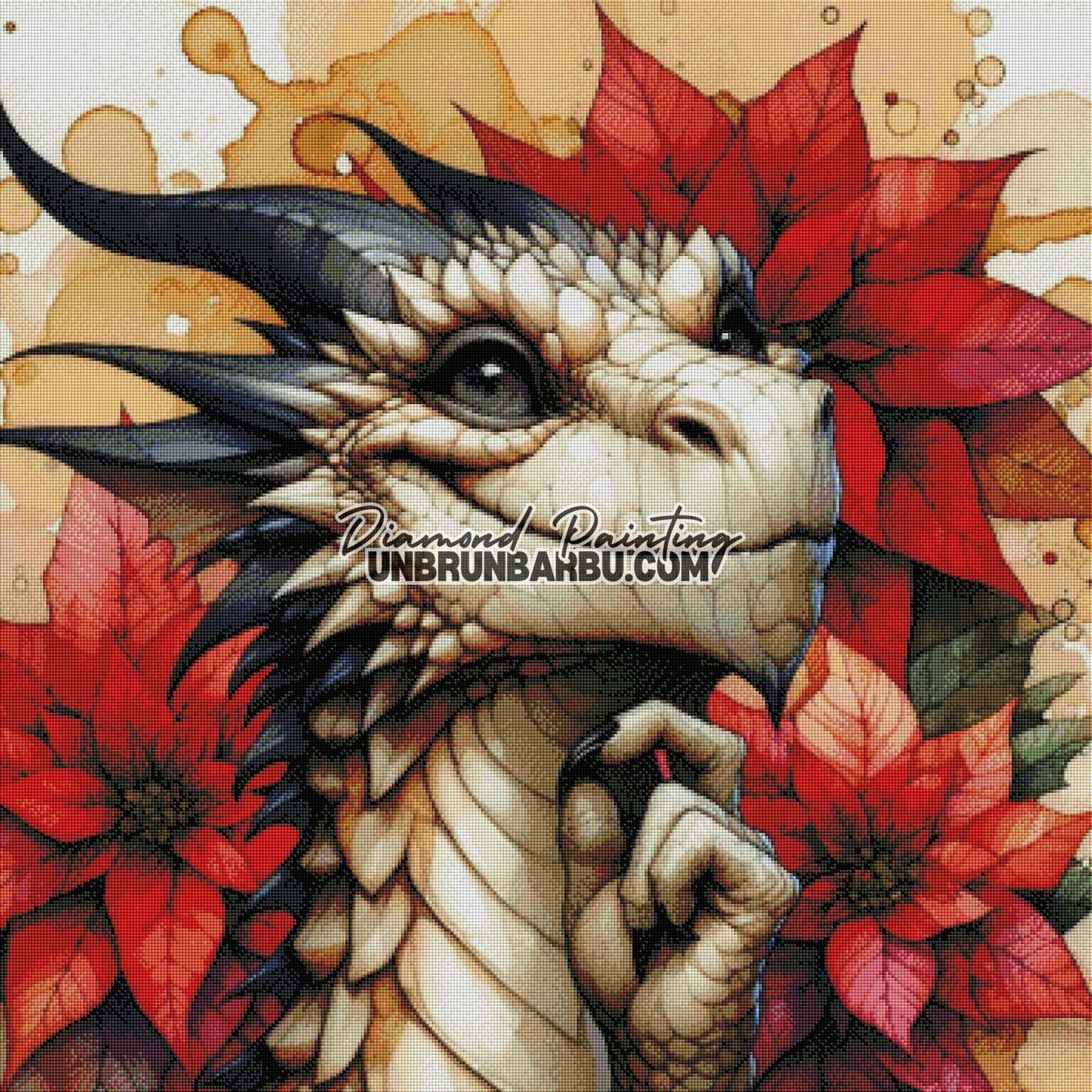 Le Dragon des Poinsettias (90cm x 90cm) - UnBrunBarbu