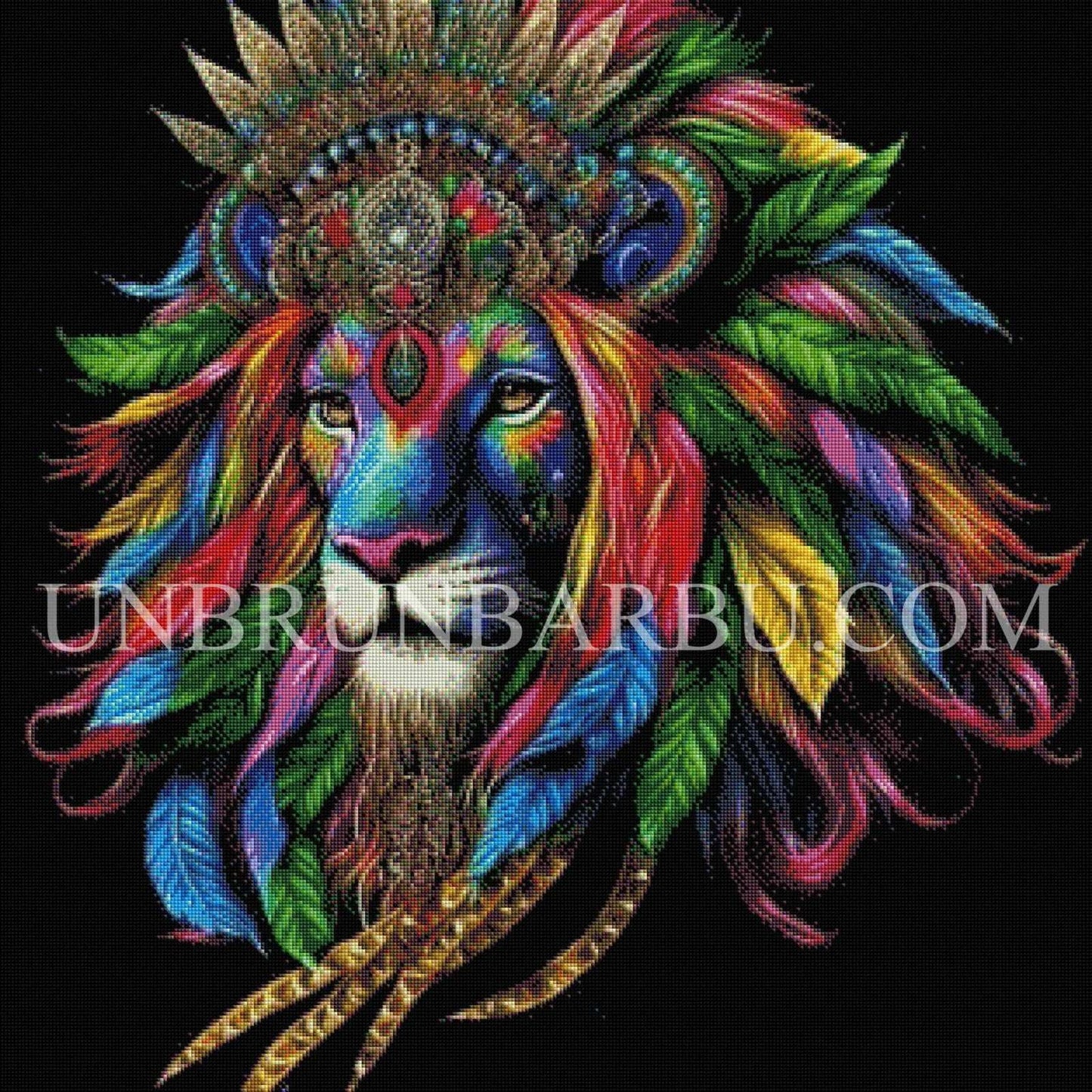 Le Lion Couronné, Majesté et Splendeur. (80cm x 80cm) - UnBrunBarbu