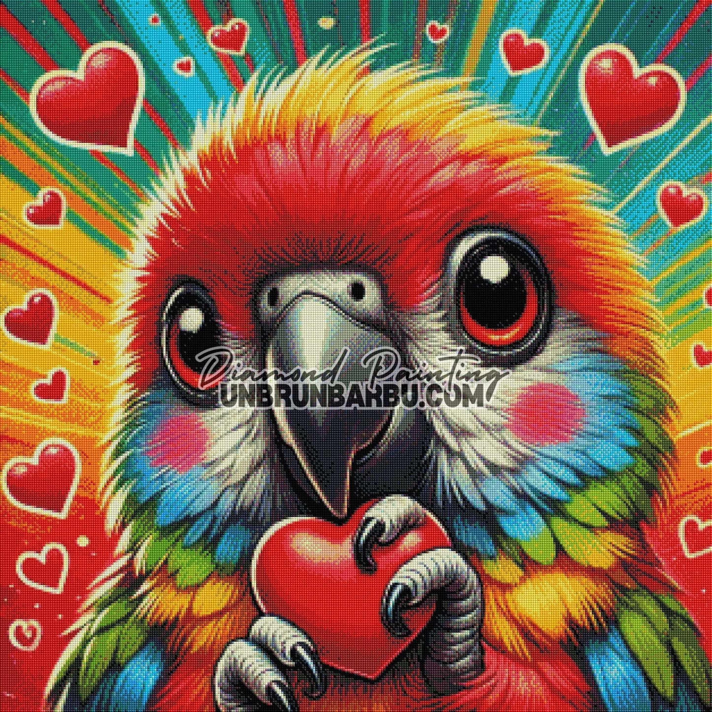 Le Perroquet des Cœurs Joyeux (80cm x 80cm) - UnBrunBarbu