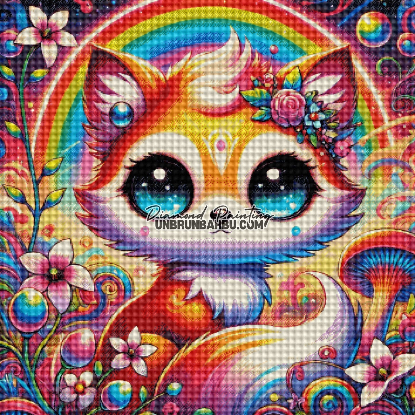 Le Renard Arc - en - Ciel (90cm x 90cm) - UnBrunBarbu