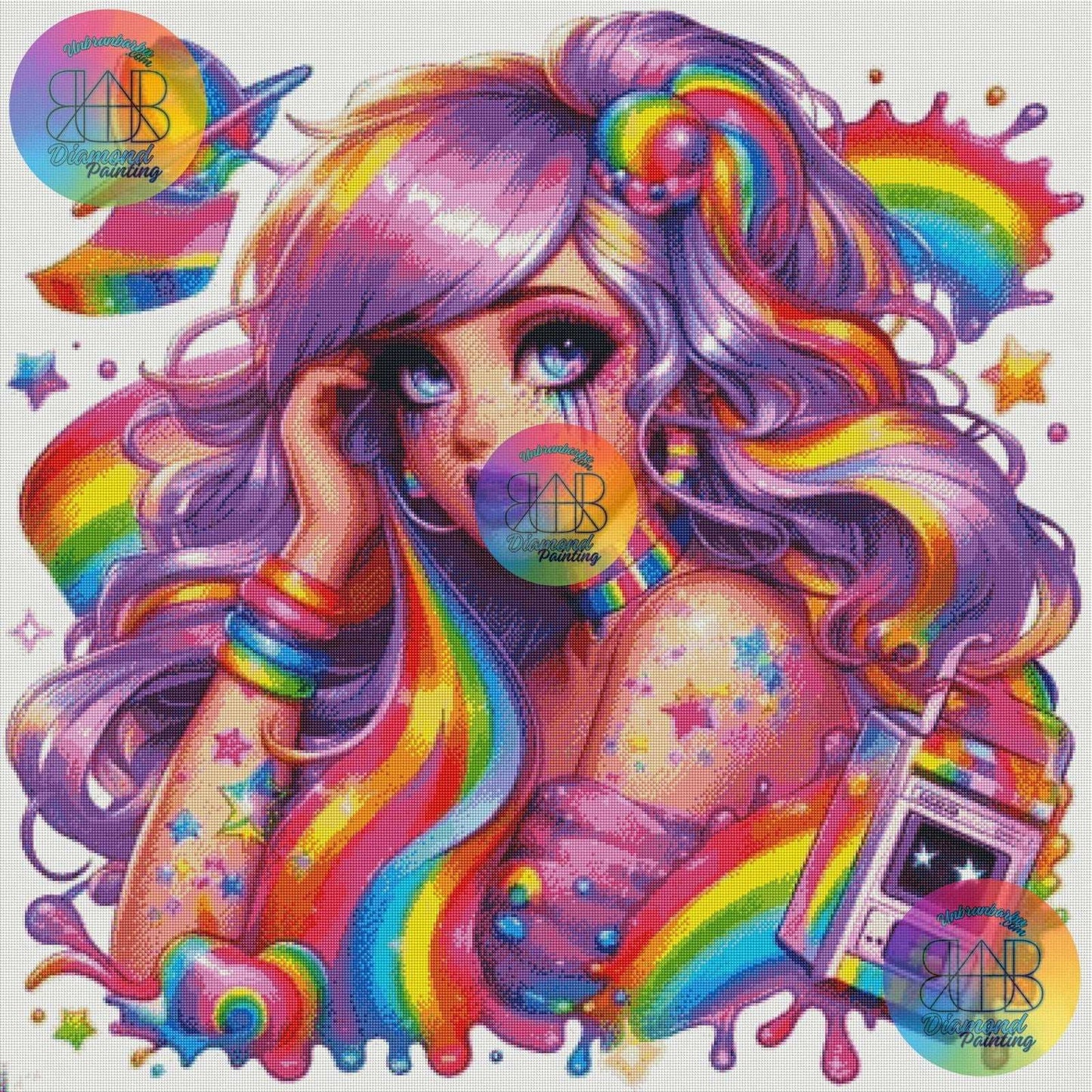Le Voyage Arc - en - Ciel d’une Passionnée. (100cm x 100cm). - UnBrunBarbu