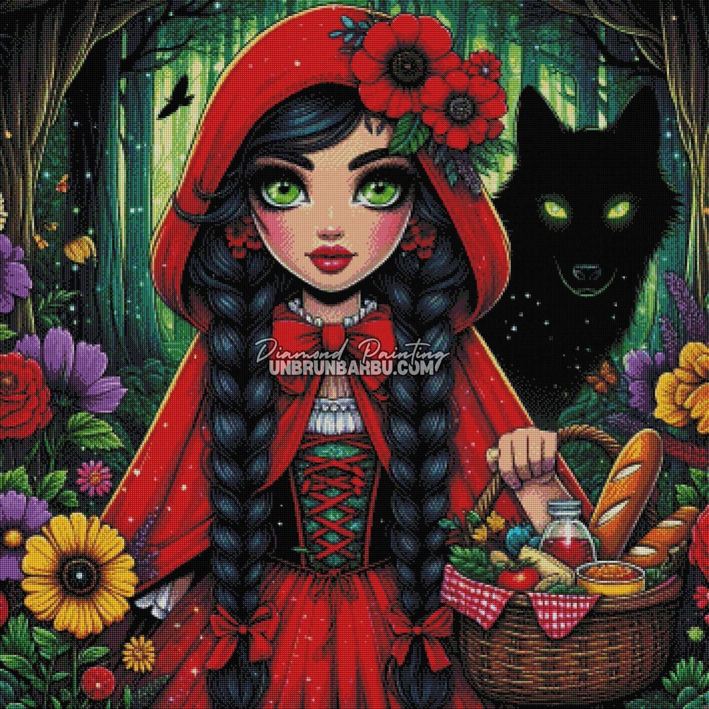 Légende Enchantée du Petit Chaperon (90cm x 90cm) - UnBrunBarbu