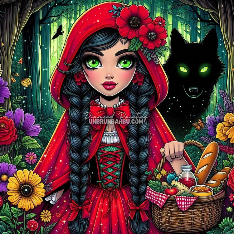 Légende Enchantée du Petit Chaperon (90cm x 90cm) - UnBrunBarbu