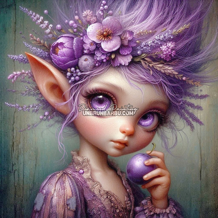 L’Elfe des Merveilles Violettes (100cm x 100cm) - UnBrunBarbu