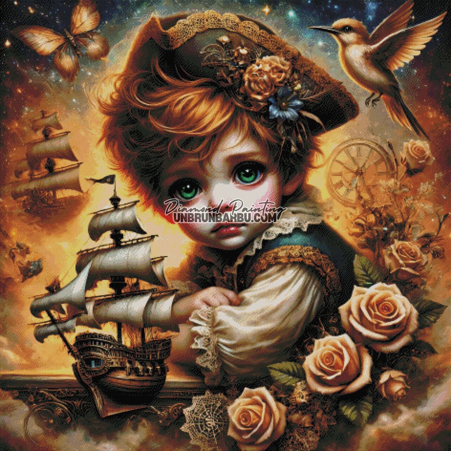 L'Enfant et le Navire Enchanté (120cm x 120cm) - UnBrunBarbu