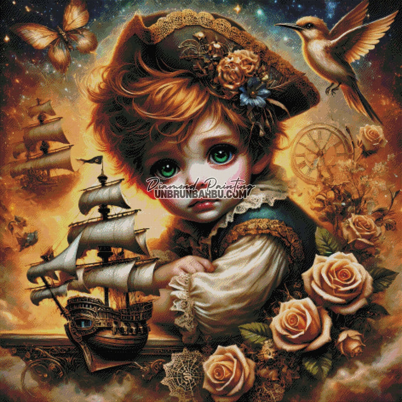 L'Enfant et le Navire Enchanté (120cm x 120cm) - UnBrunBarbu