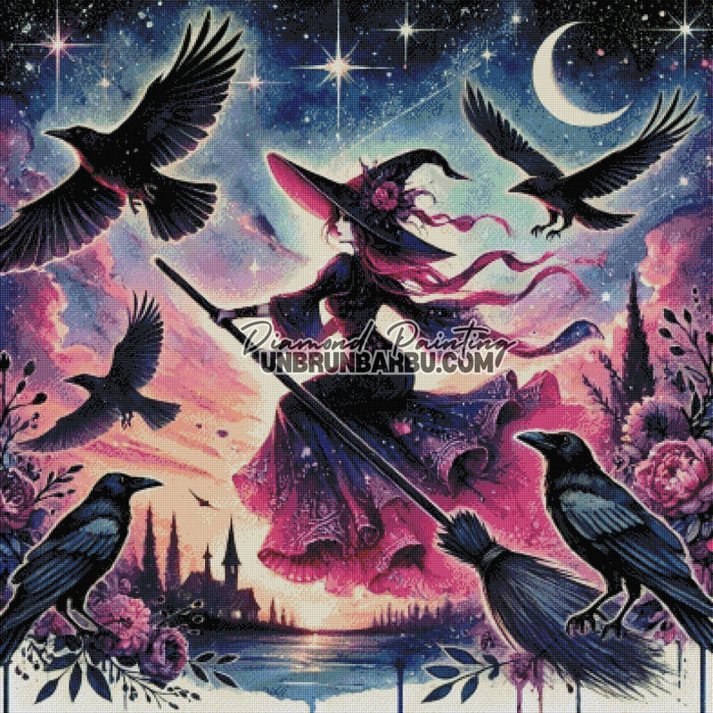 L'Envol de la Sorcière (100cm x 100cm) - UnBrunBarbu