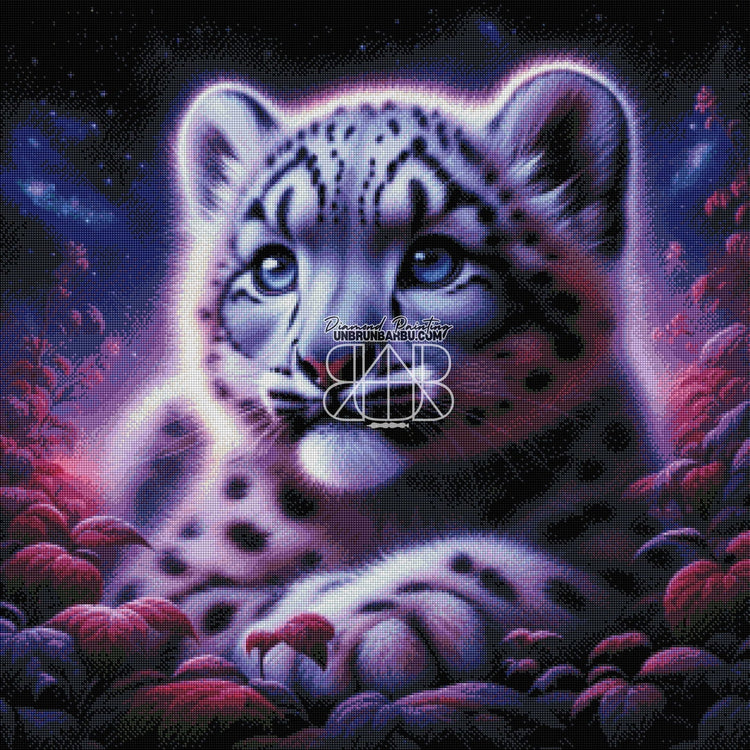 Leopard des Neiges. (80cm x 80cm) - UnBrunBarbu