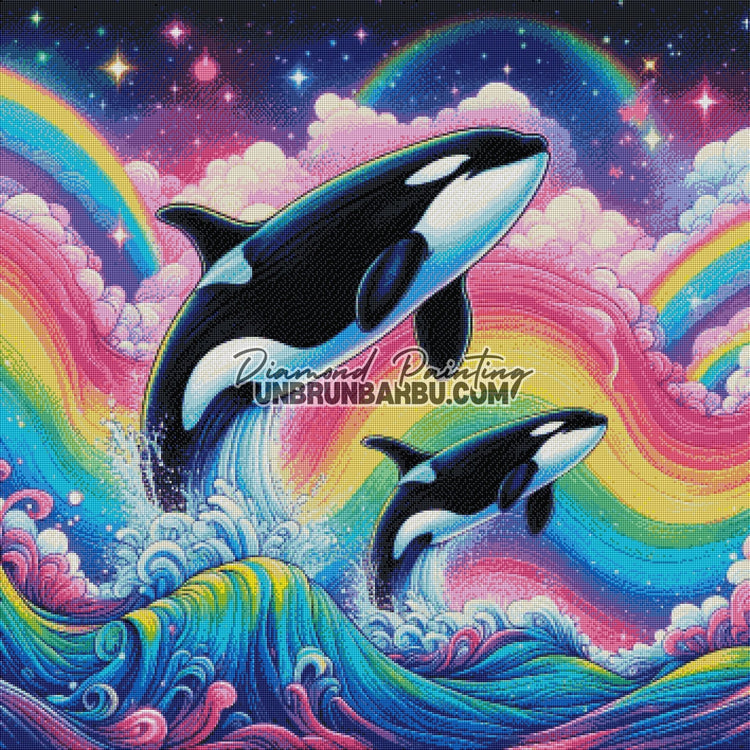 Les Orques Arc - en - Ciel (90cm x 90cm) - UnBrunBarbu
