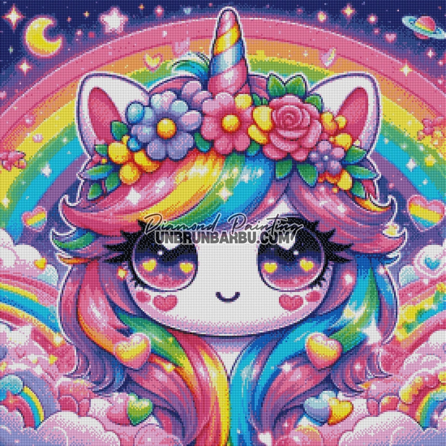 Licorne Magique des Rêves Arc - en - Ciel (70cm x 70cm) - UnBrunBarbu