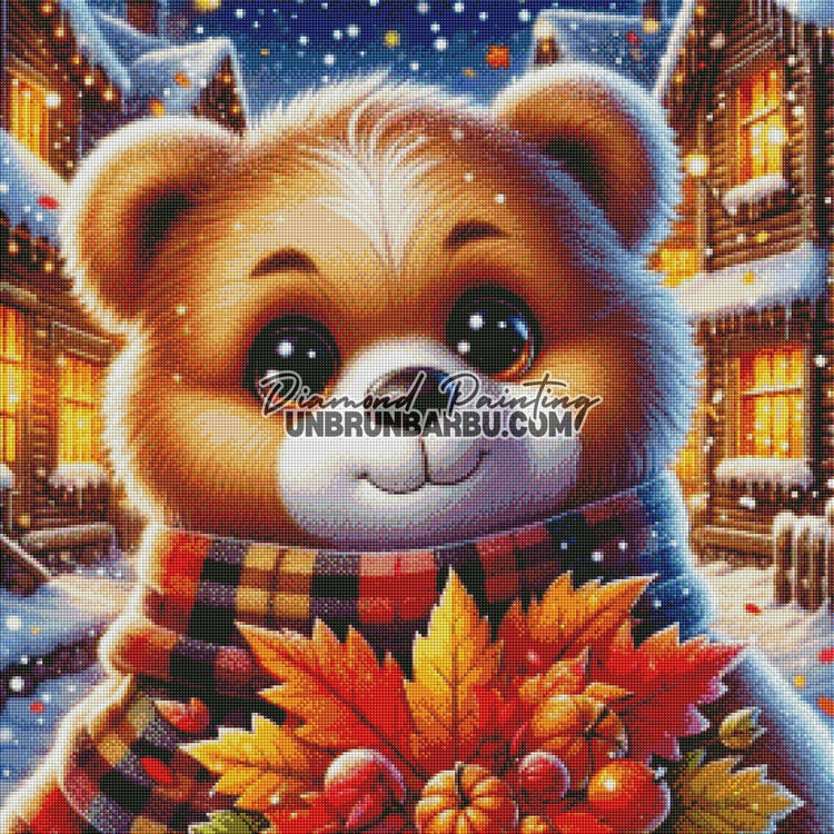 L’Ours de l’Automne Enneigé (70cm x 70cm) - UnBrunBarbu