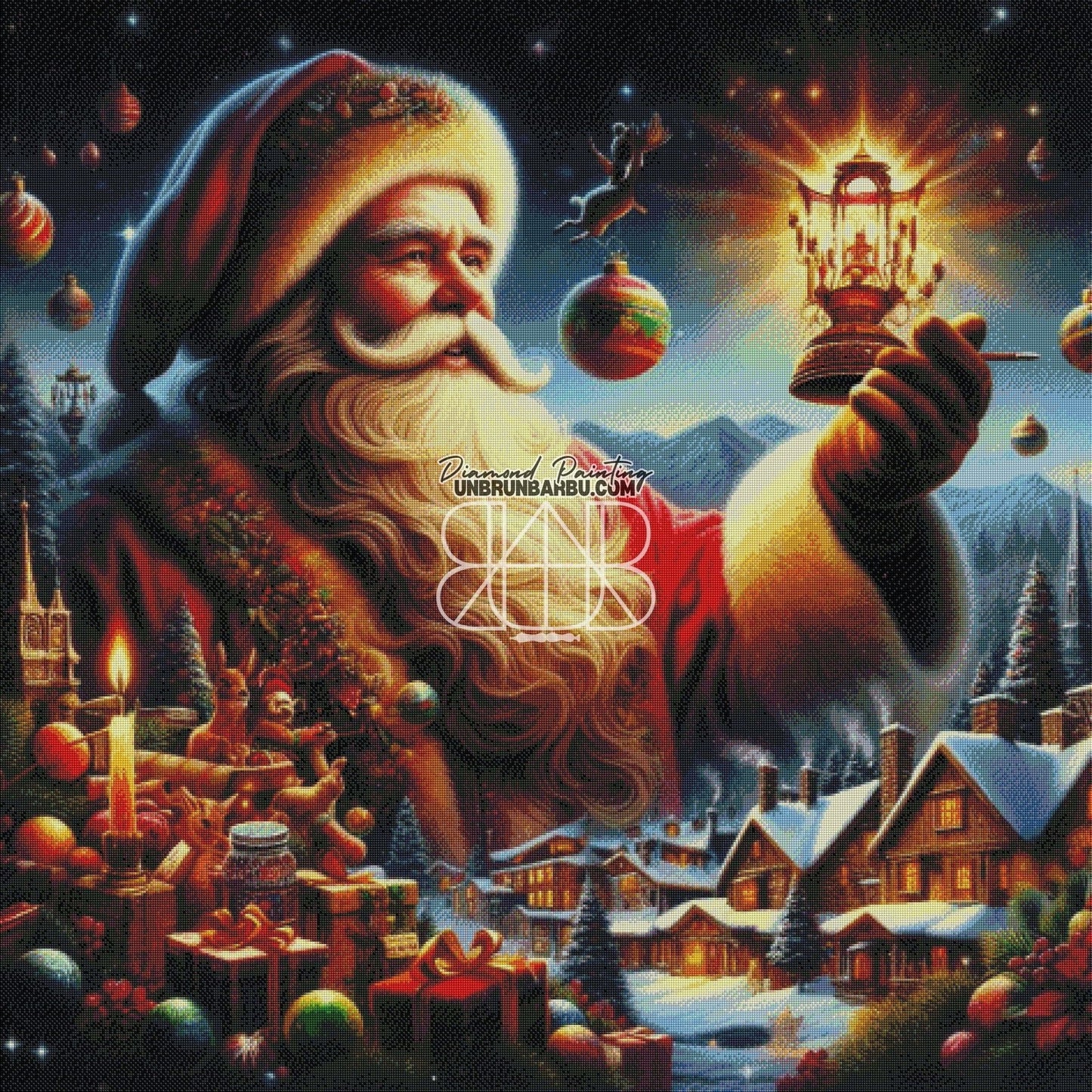 Lueur de Noël dans le Village Enneigé. (120cm x 120cm) - UnBrunBarbu