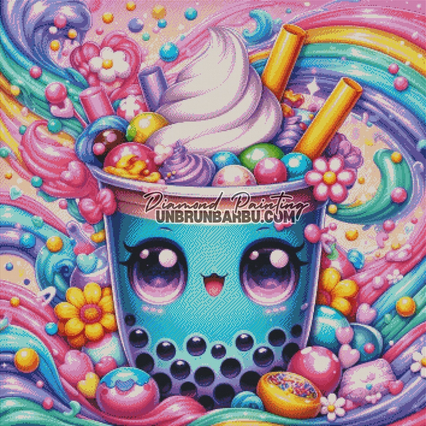 L'Univers Secrète du Bubble Tea (90cm x 90cm) - UnBrunBarbu