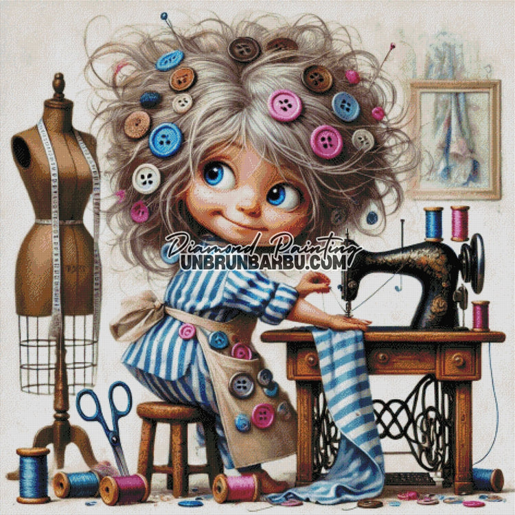 Magicienne des Boutons (120cm x 120cm) - UnBrunBarbu