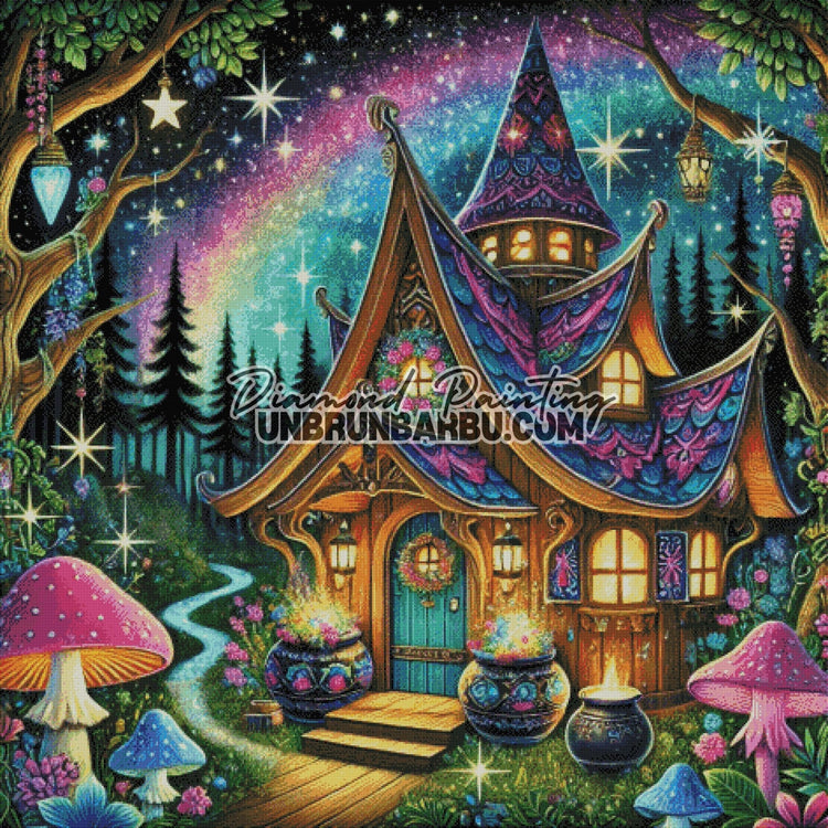 Maison sous la Voie Lactée (120cm x 120cm) - UnBrunBarbu