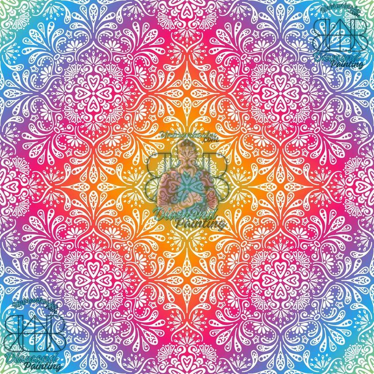 Mandala Magique Vibrant aux Couleurs d’Arc - en - Ciel. (80cm x 80cm). - UnBrunBarbu
