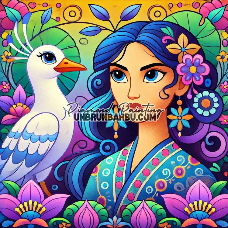 Marie Noelle et sont Jardin Secret (80cm x 80cm) - UnBrunBarbu