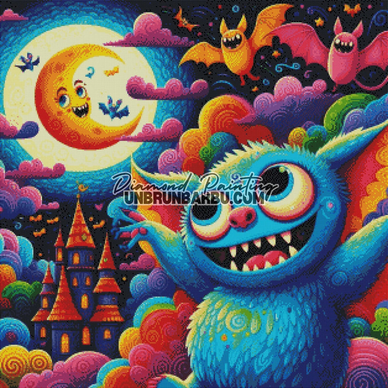 Monstre de la Lune Enchantée (80cm x 80cm) - UnBrunBarbu
