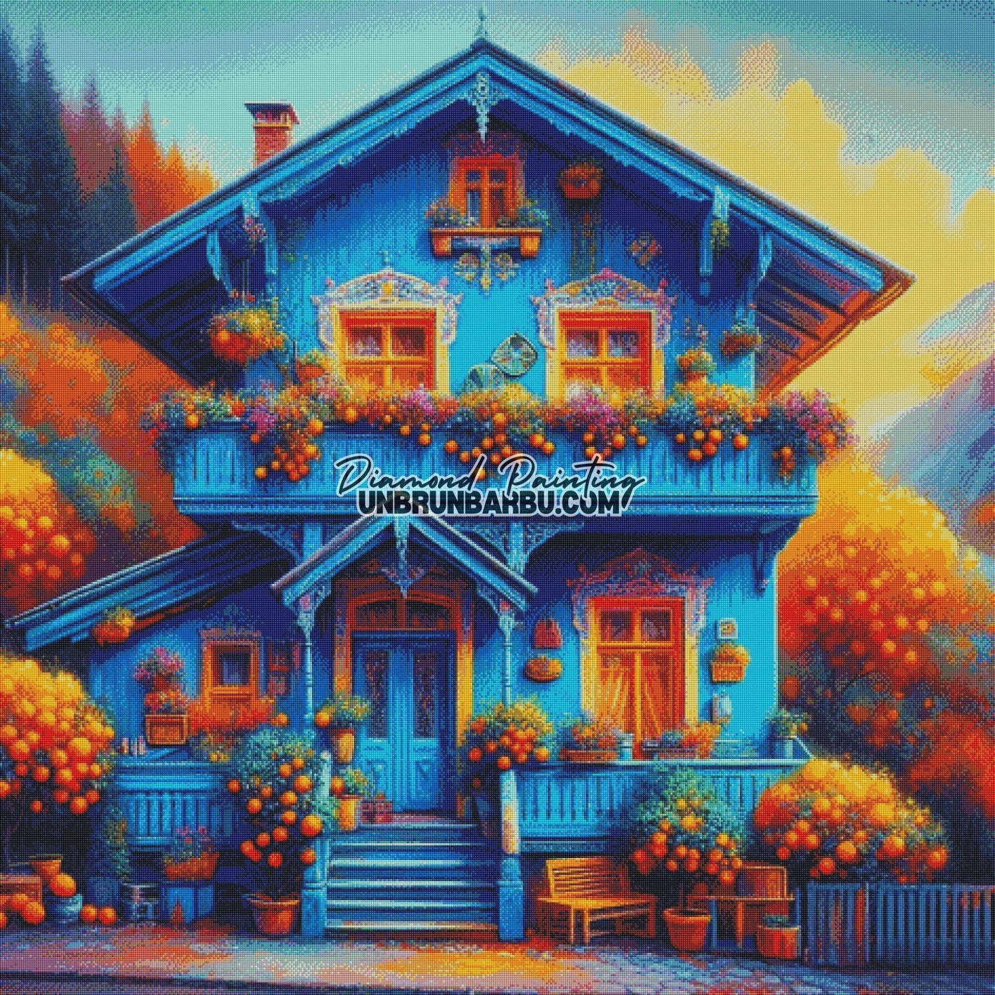 Murmures des Orangers autour de la Maison (120cm x 120cm) - UnBrunBarbu