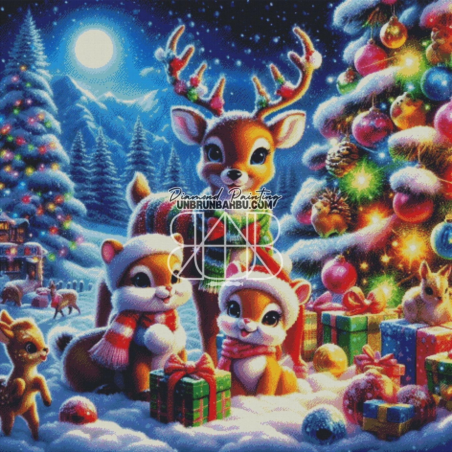 Noël Enchanté dans la Forêt (120cm x 120cm) - UnBrunBarbu