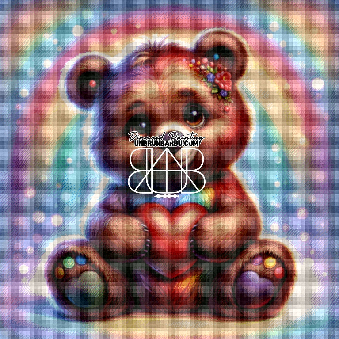 Nounours et l'Arc - en - Ciel Magique (90cm x 90cm) - UnBrunBarbu