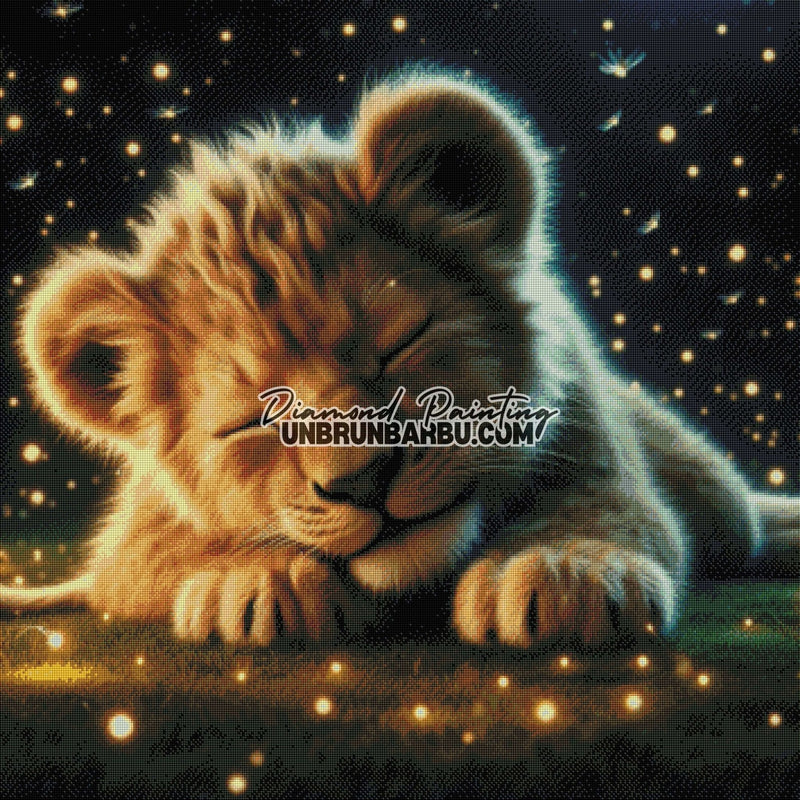 Nuit magique du petit roi de la savane (90cm x 90cm) - UnBrunBarbu