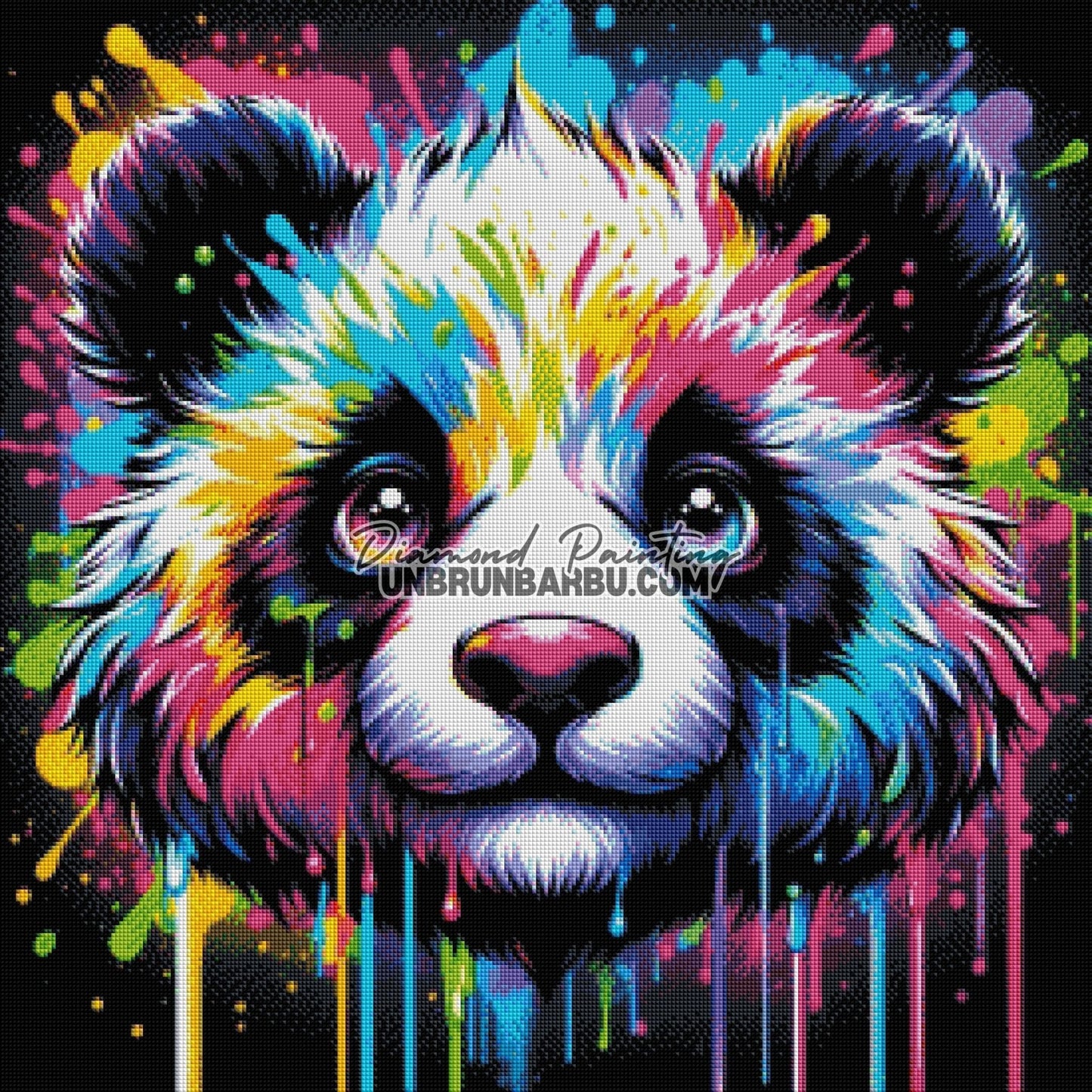 Panda Néon des Couleurs Sauvages (70cm x 70cm) - UnBrunBarbu