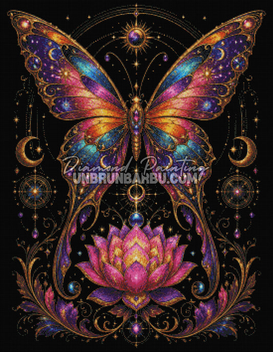 diamond painting papillon celeste lotus sacre rendu diamante 70x90