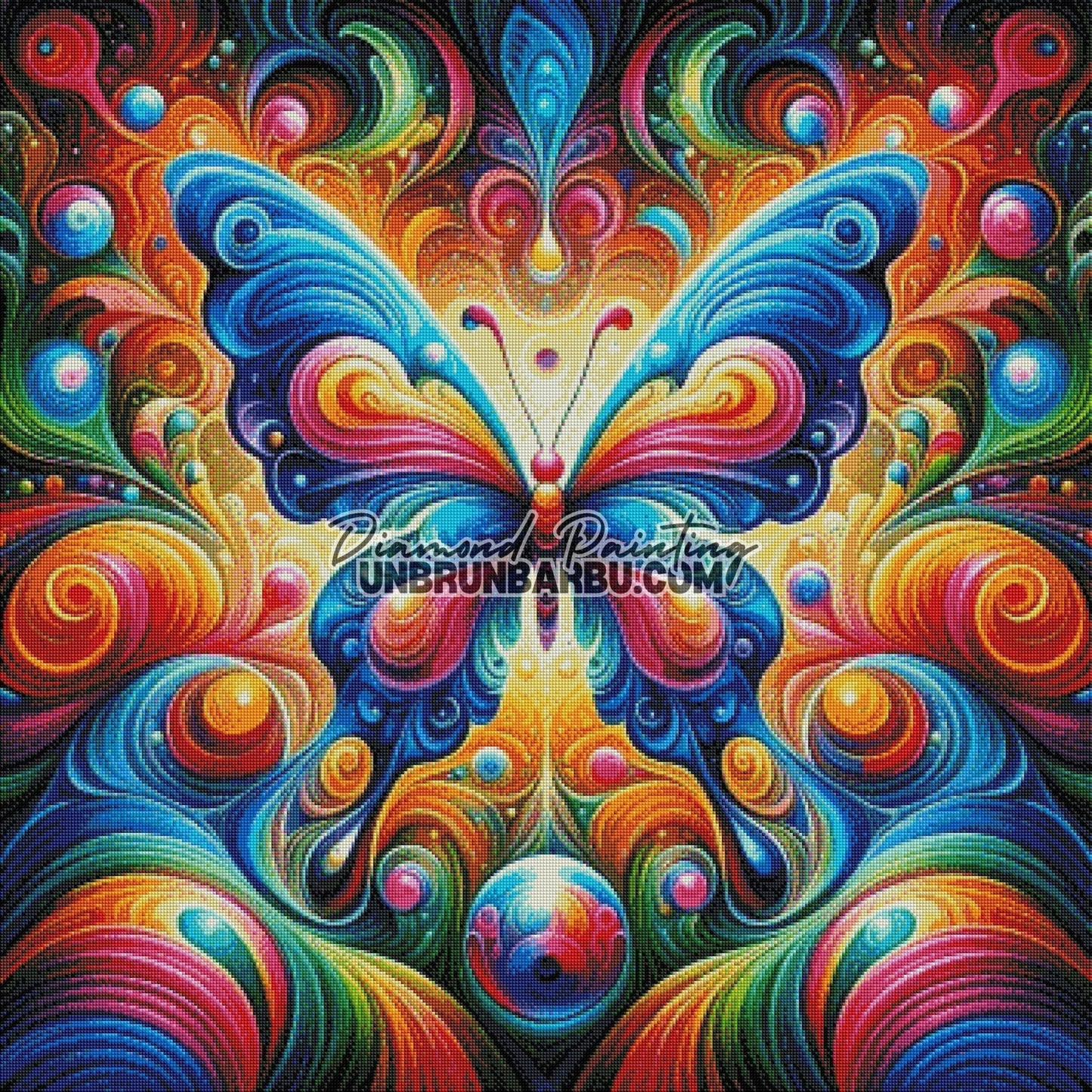 Papillon des Spirales Chromatiques (90cm x 90cm) - UnBrunBarbu