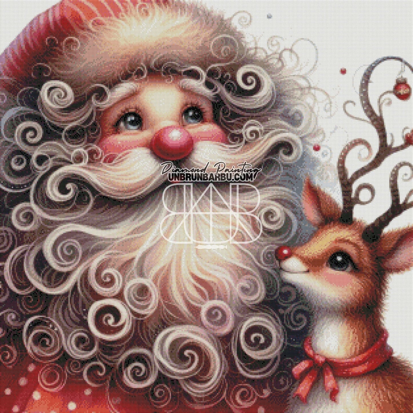 Père Noël et Rudolph. (80cm x 80cm) - UnBrunBarbu