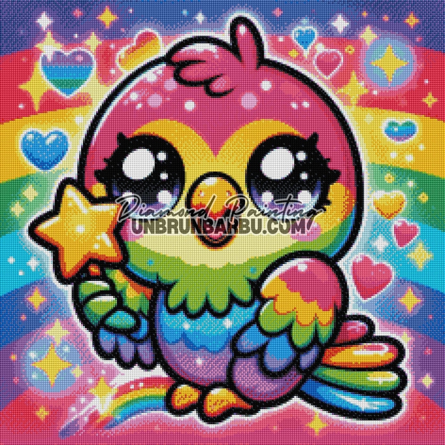 Perroquet de l’Arc - en - Ciel (60cm x 60cm) - UnBrunBarbu