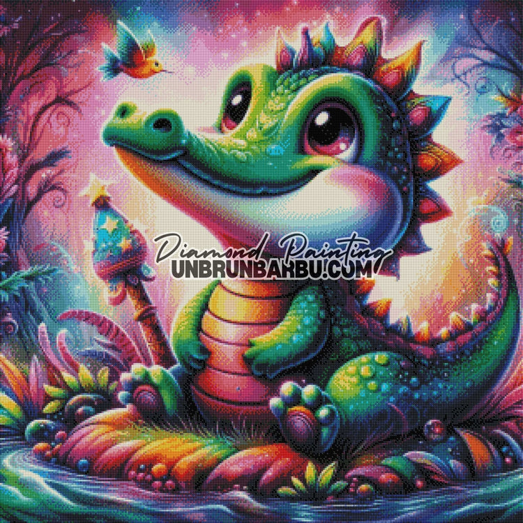 Petit Dragon et l'Oiseau Magique (80cm x 80cm) - UnBrunBarbu
