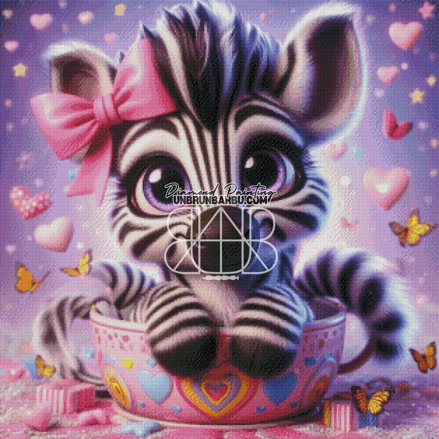 Petit Zèbre dans sa Tasse (80cm x 80cm) - UnBrunBarbu