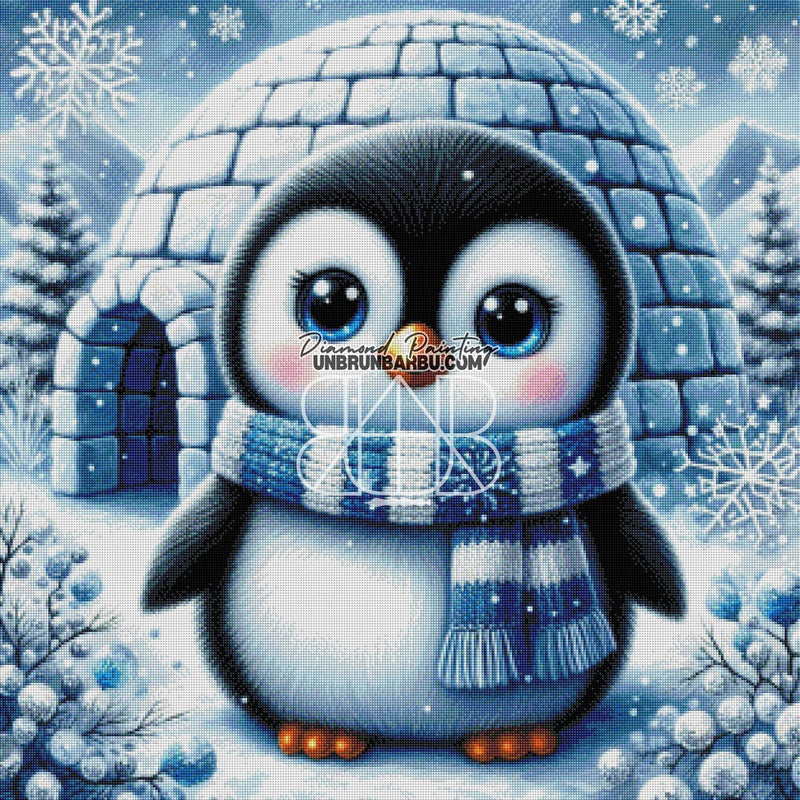 Pingouin et Igloo (80cm x 80cm) - UnBrunBarbu
