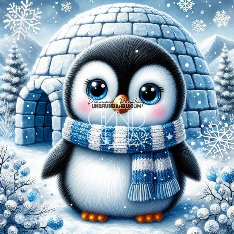 Pingouin et Igloo (80cm x 80cm) - UnBrunBarbu