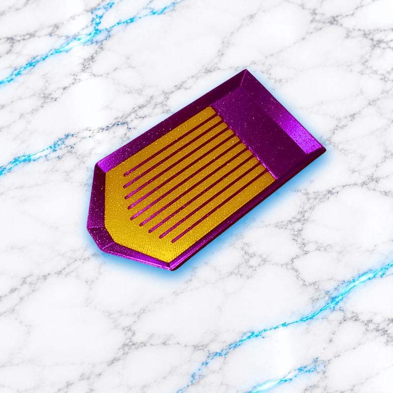 Plateau 3D Diamond Painting Le Basic violet paillete et dore, avec rainures d'alignement pour diamants et zone de regroupement, creation UnBrunBarbu.