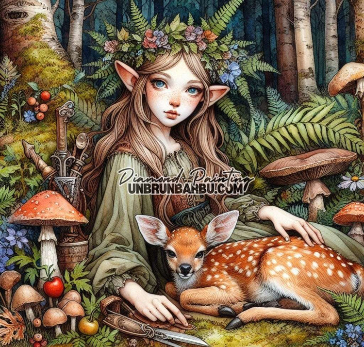 Protectrice des Créatures de la Forêt (100cm x 100cm) - UnBrunBarbu