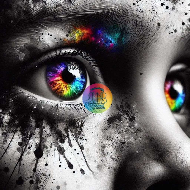 Regard Arc - en - ciel. (60cm x 60cm). - UnBrunBarbu