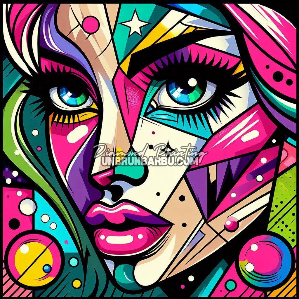 Regard Pop Art Étincelant (60cm x 60cm) - UnBrunBarbu
