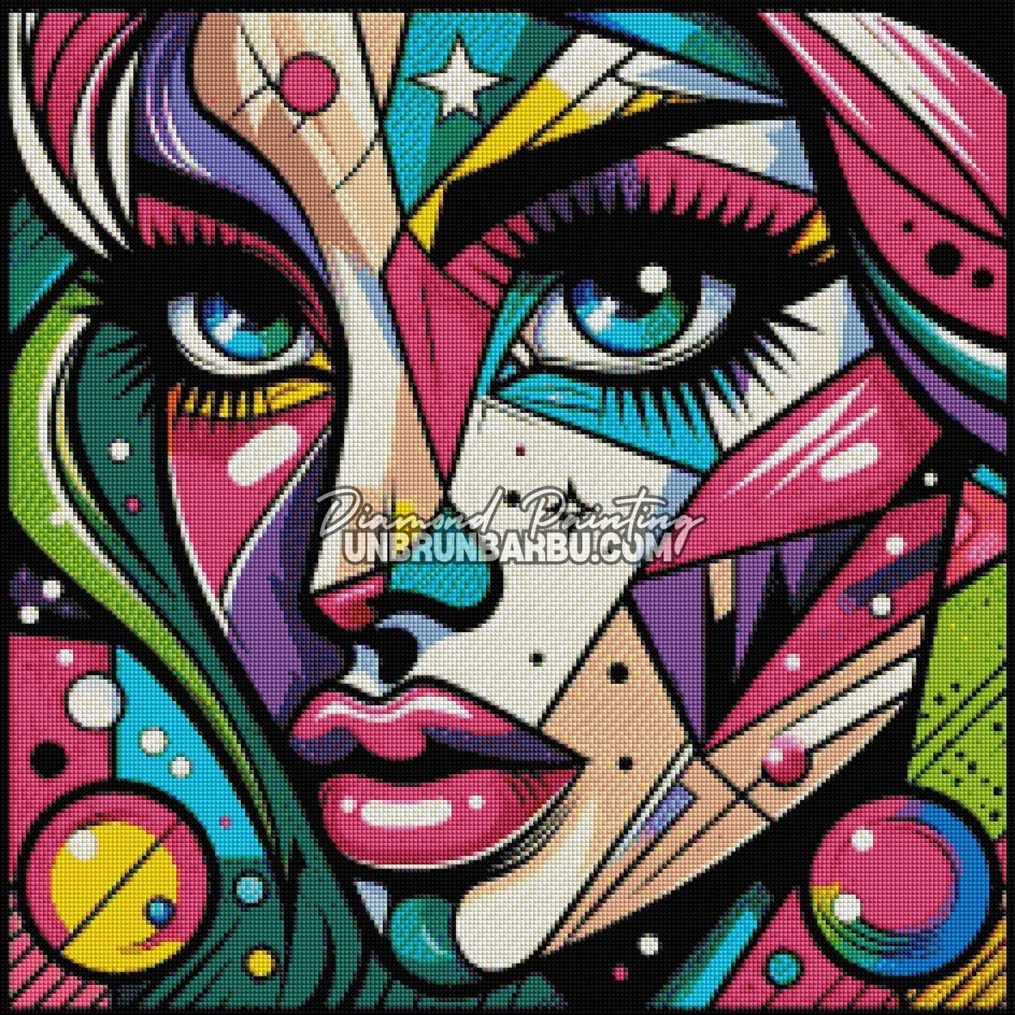 Regard Pop Art Étincelant (60cm x 60cm) - UnBrunBarbu