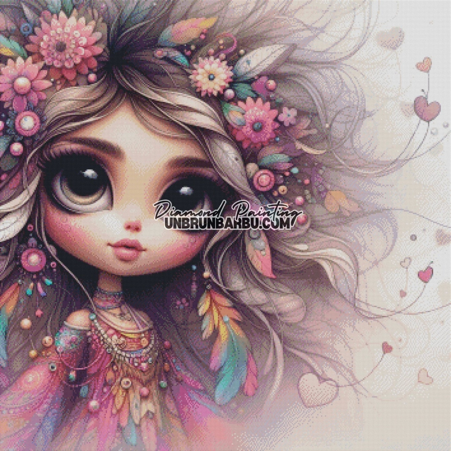 Reine des Fleurs et des Plumes (90cm x 90cm) - UnBrunBarbu