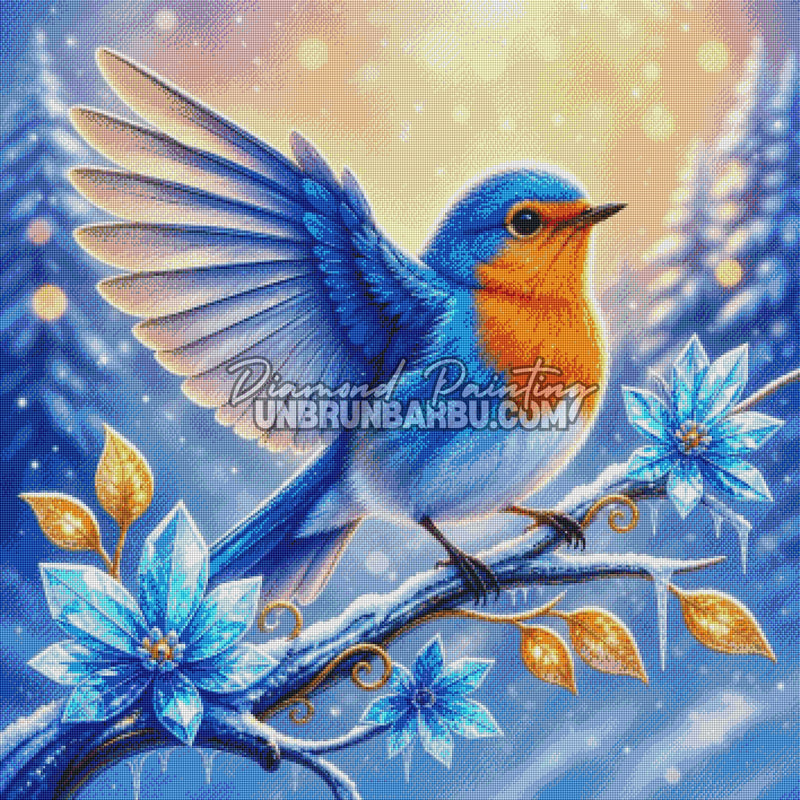 diamond painting rouge gorge cristaux hiver rendu diamante 90x90