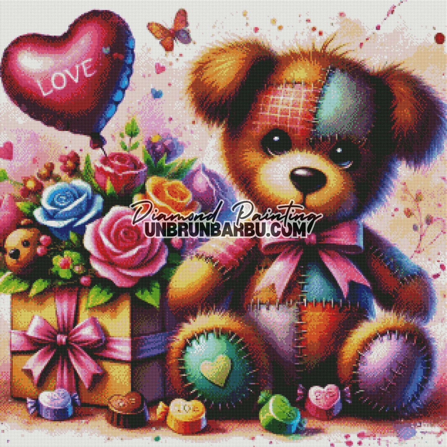 Saint Valentin de l'Ours Amoureux (80cm x 80cm) - UnBrunBarbu